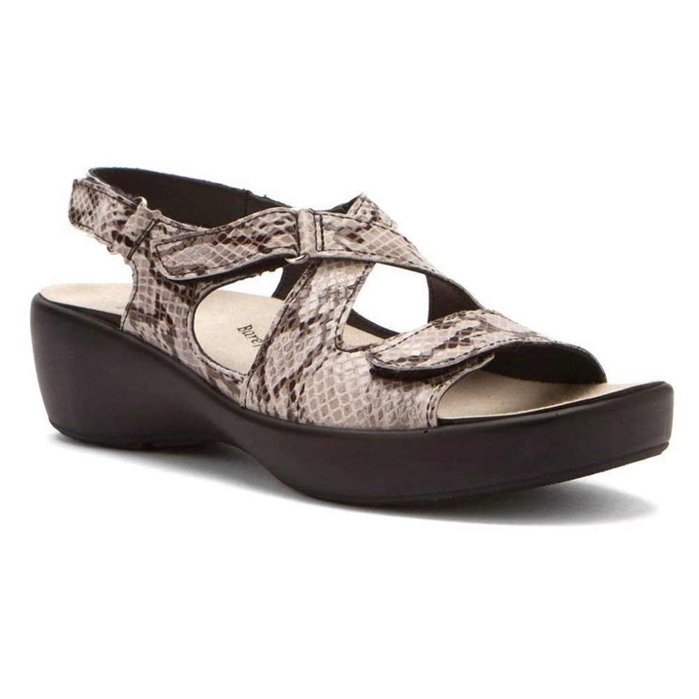 Barefoot Freedom Leather Womens Abby Sandals Silver Black Viper
